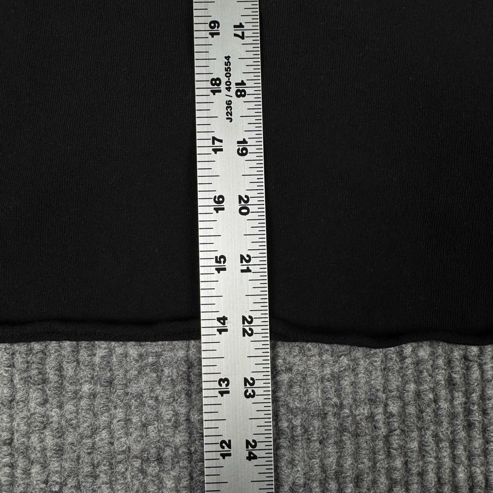 Fenini Top Womens M Black Asymmetric Raw Hem Pocket Short Sleeve USA Made Cotton - Picture 10 of 10